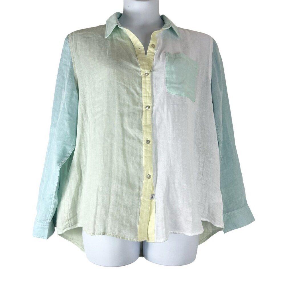 Rails Blouse Button Front Size Large Pastel Multi… - image 1